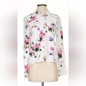 Jones New York Floral Print Linen Blend Jacket Small
